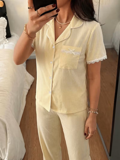 Vanilla Dream Stripe Night Suit