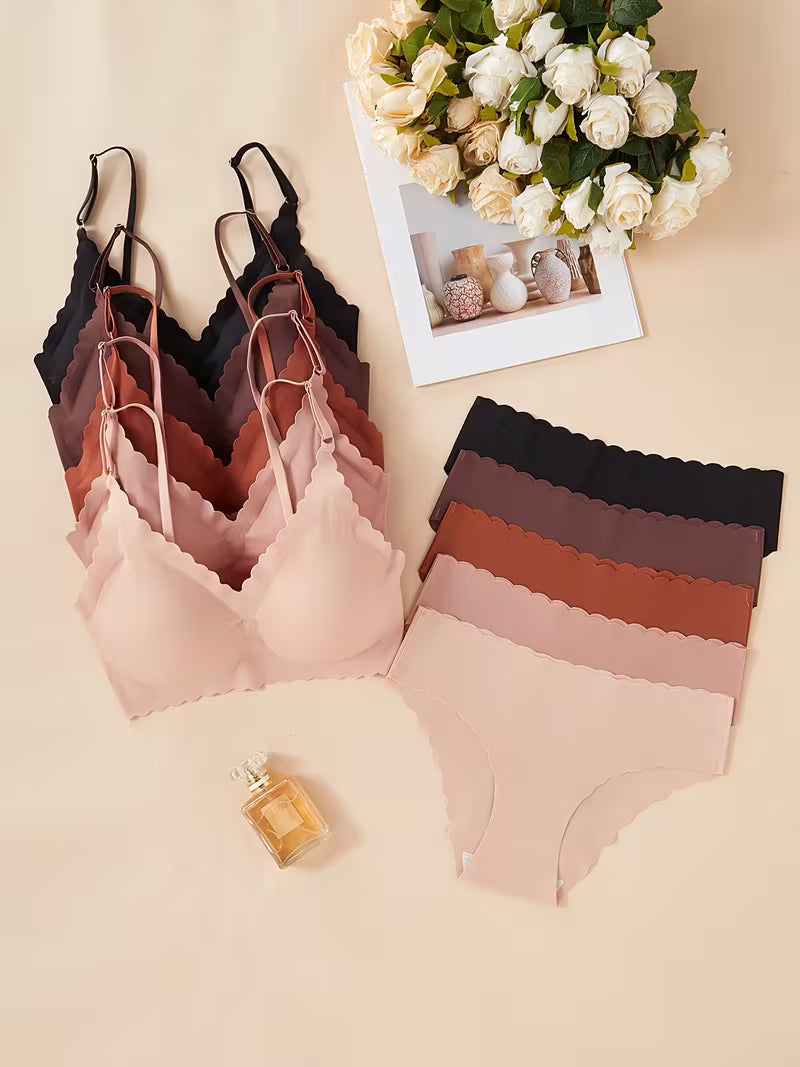 10-Piece Women's Seamless Scalloped Lingerie Set