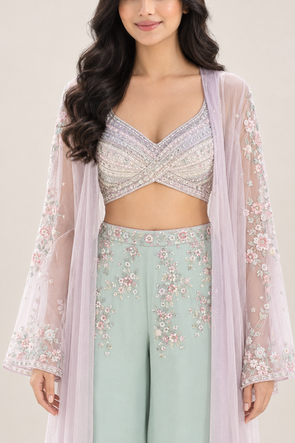 Mint & Lavender Embroidered Co-Ord Set