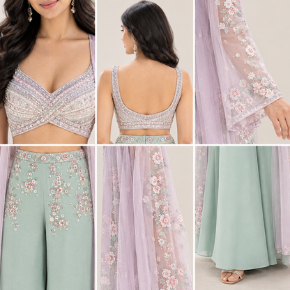 Mint & Lavender Embroidered Co-Ord Set