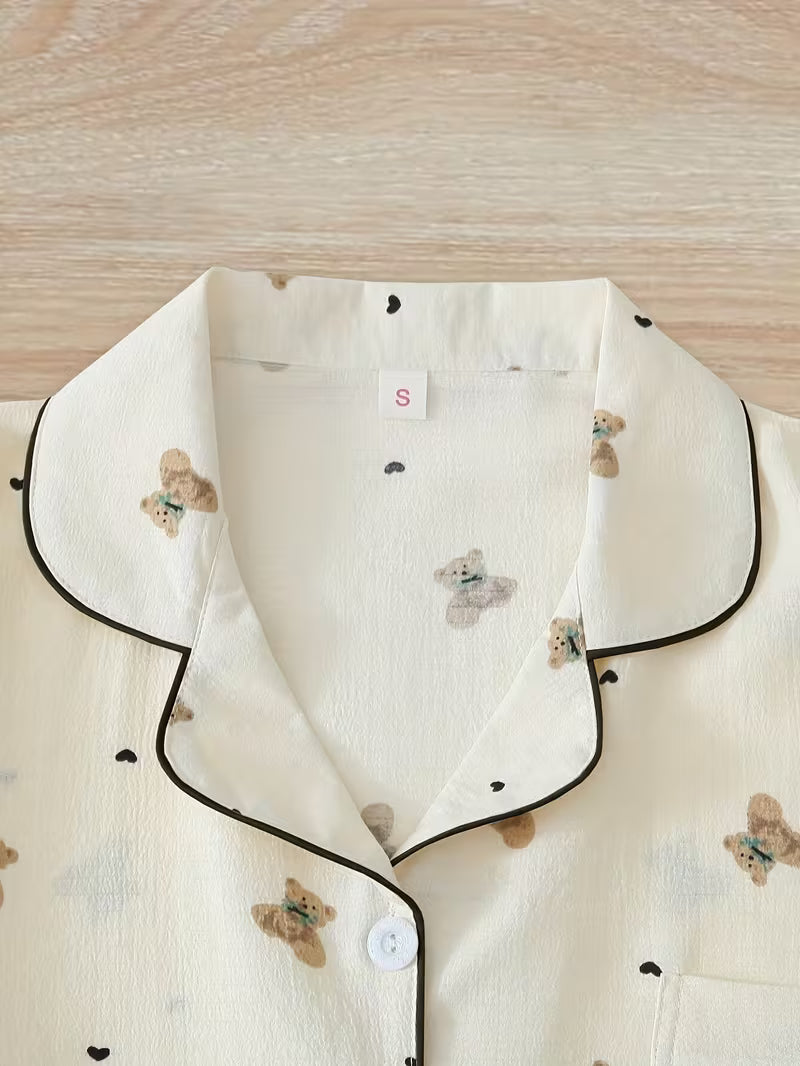 Women’s Set of 3 Floral Print Pajama Sets – Short Sleeve Button-Up Sleepwear