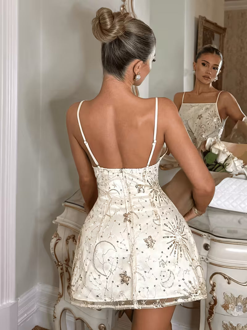 Celestial Embellished Mini Dress