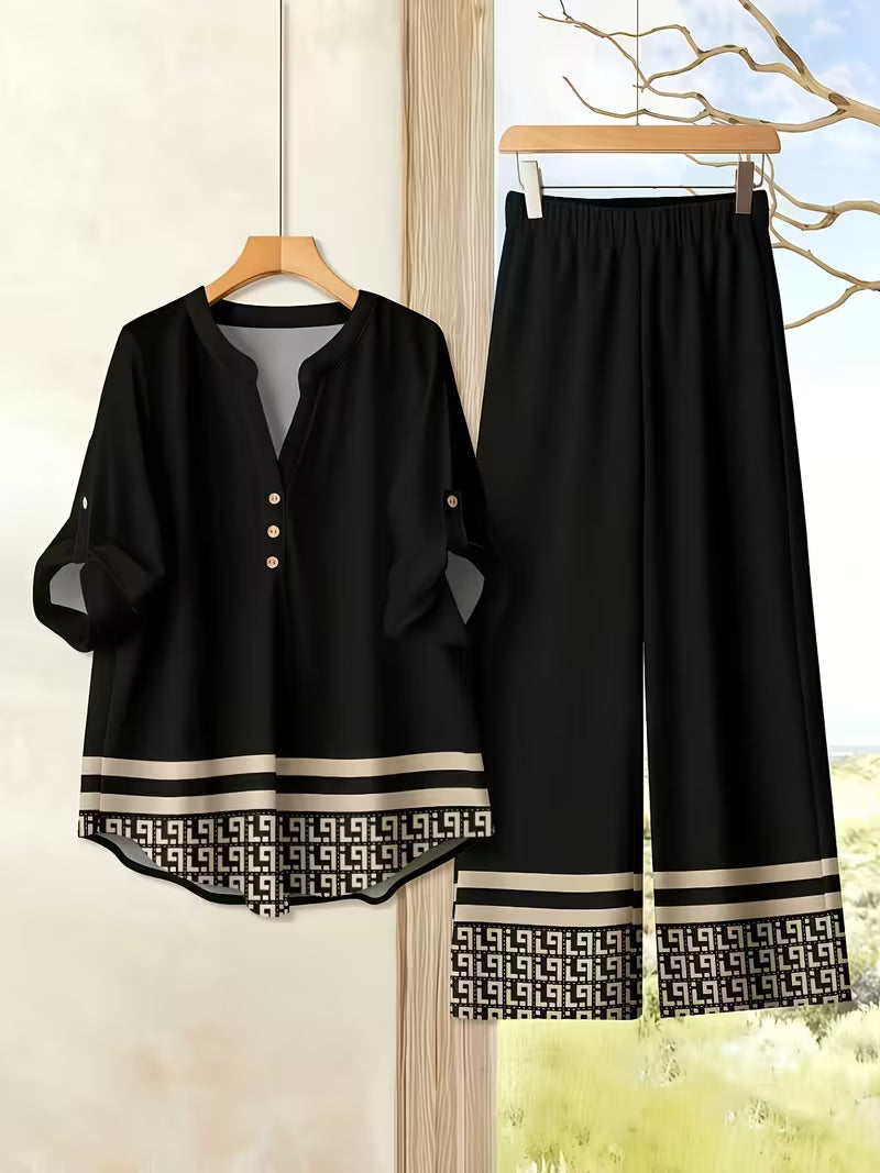 Midnight Black Geometric Border Co-Ord Set