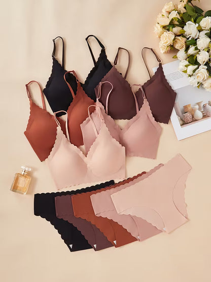 10-Piece Women's Seamless Scalloped Lingerie Set