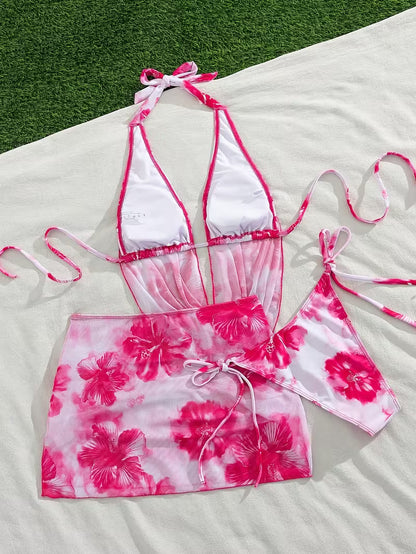Women's Floral Printed 3-Piece Bikini Set