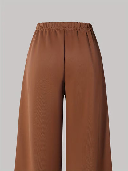 Women’s Brown Crop Sweatshirt & Wide-Leg Pants 3-Piece Co-Ord Set