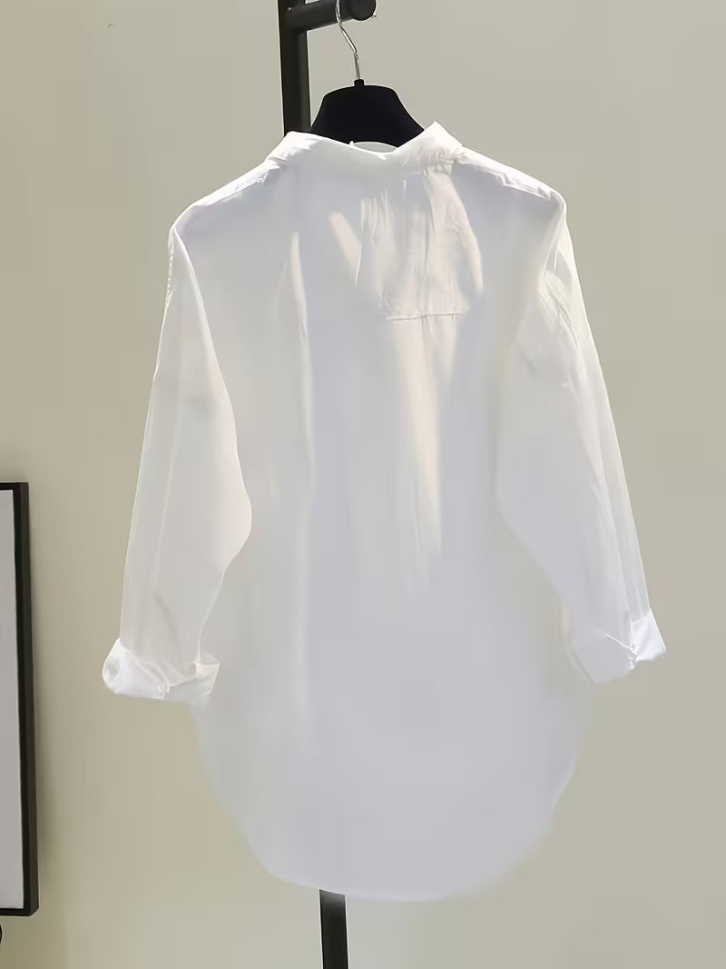 Women’s White Oversized Utility Button-Down Shirt