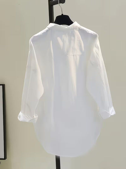 Women’s White Oversized Utility Button-Down Shirt