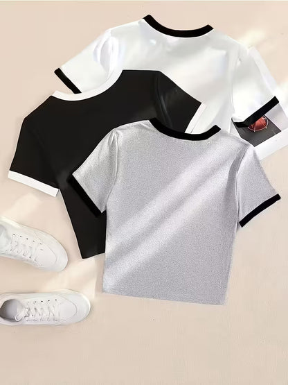 Contrast Edge Oversized T-Shirt – Pack of 3