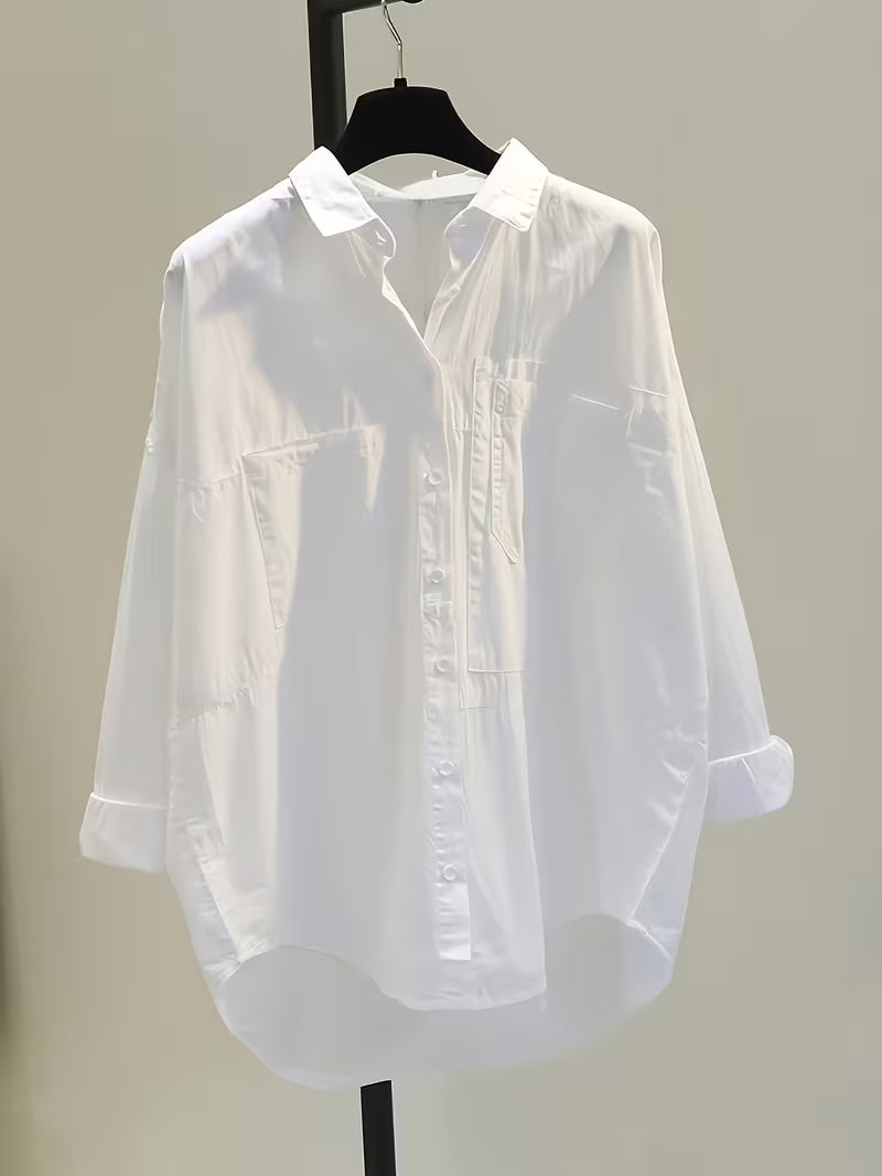 Women’s White Oversized Utility Button-Down Shirt