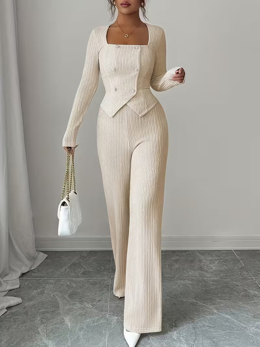 Elegant Ribbed Corset – Ivory