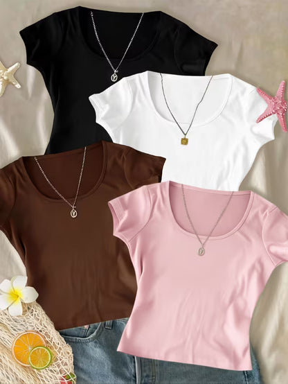 Essential Scoop Neck T-Shirt – Pack of 4