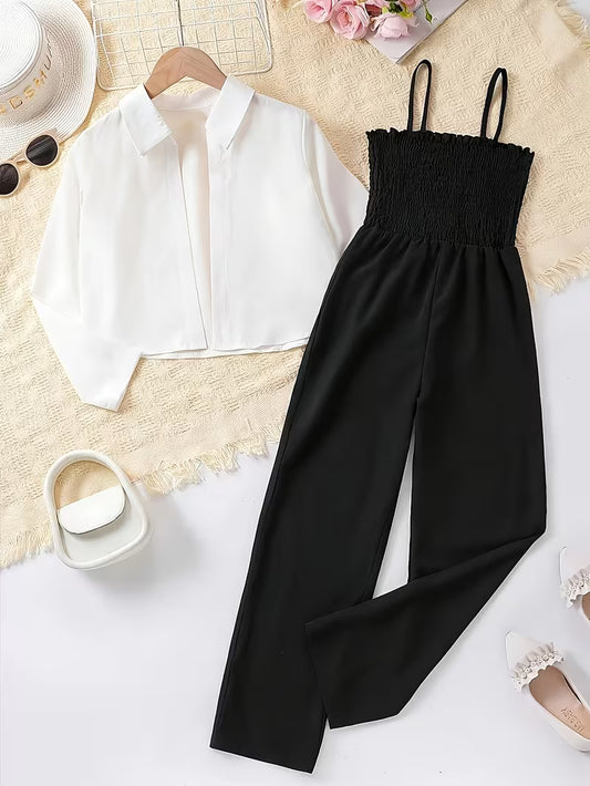 Elegant Casual Shirt & Wide-Leg Pants Co-Ord Set