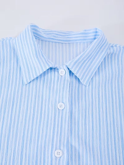 Cloud Blue Striped 3-Piece Co-Ord Set