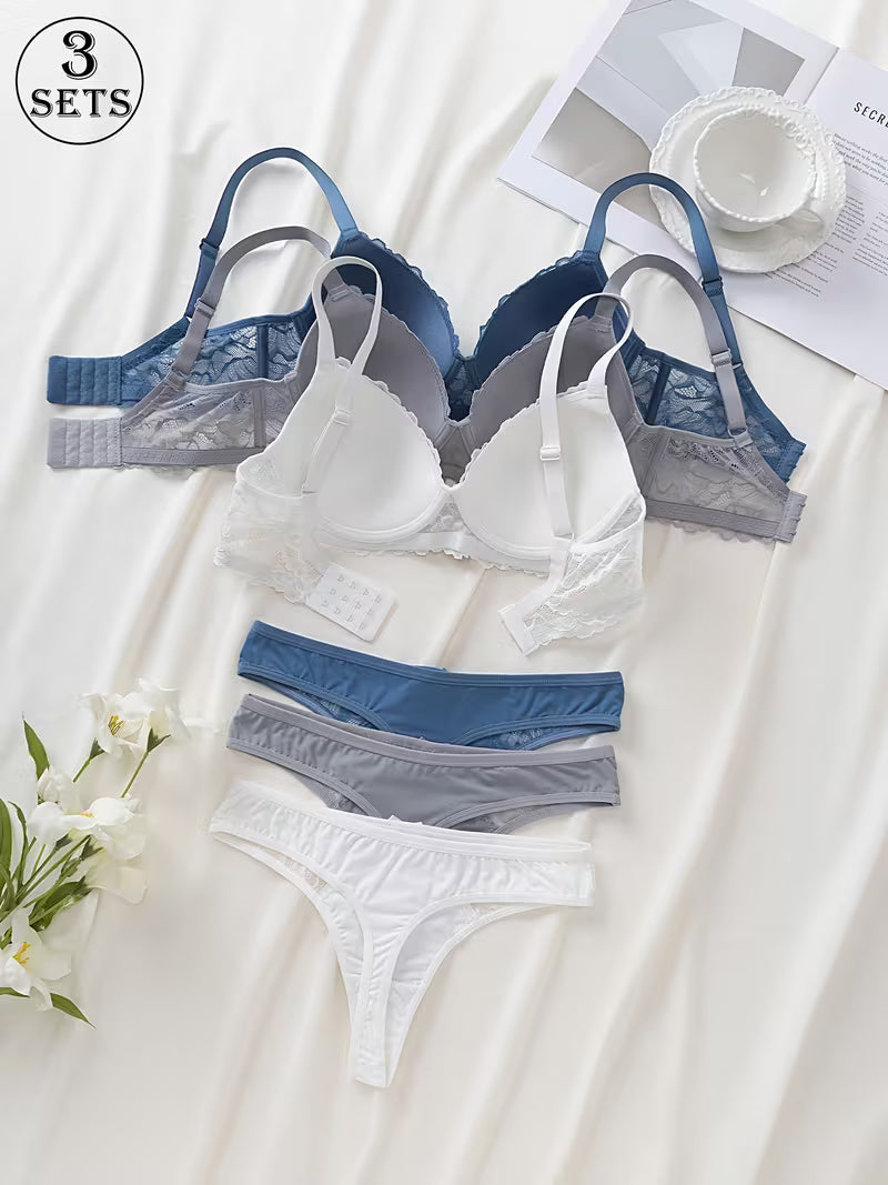 3-Piece Lace Bra & Panty Set