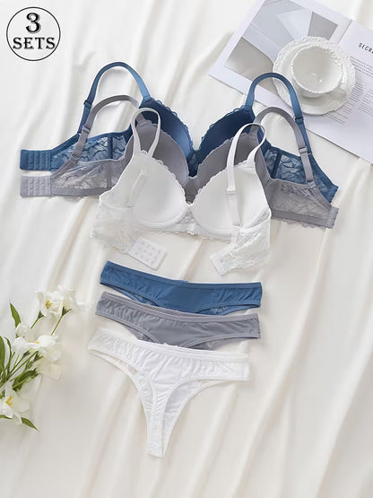 3-Piece Lace Bra & Panty Set
