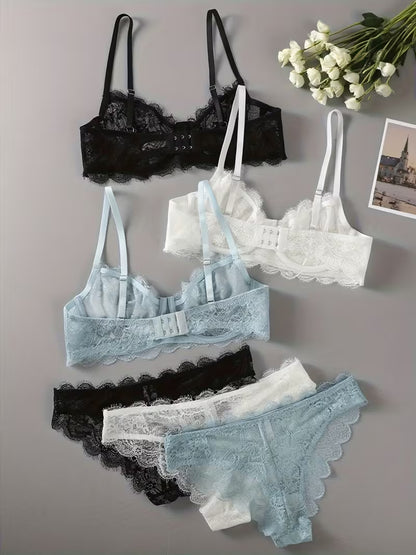 3-Piece Lace Bra Set for Women