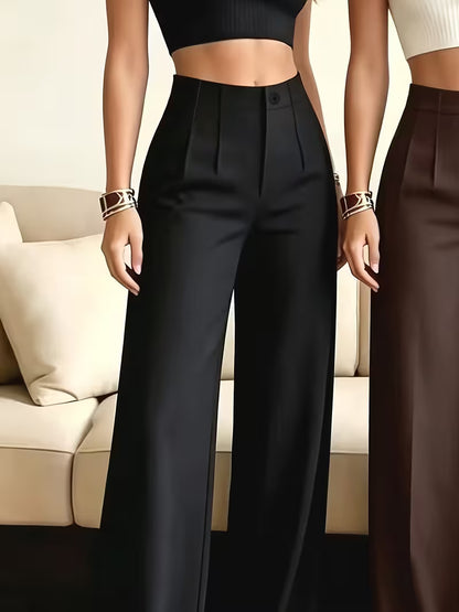 High-Waisted Pleated Wide-Leg Trousers