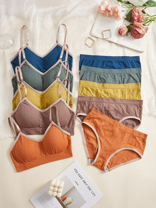 10-Piece Women's Seamless Bra & Panty Set – Set of 5 Bras + 5 Panties