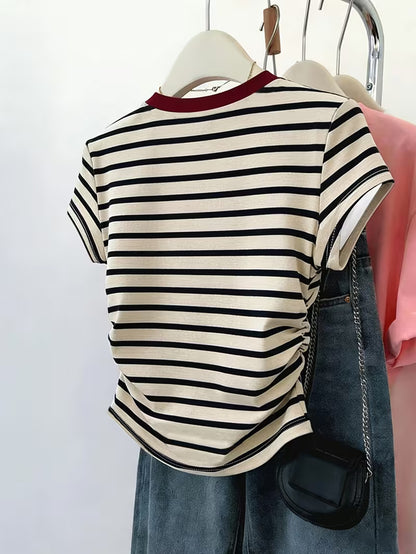 Women's Striped & Cherry Print T-Shirt Set | 3-Piece Casual Tees