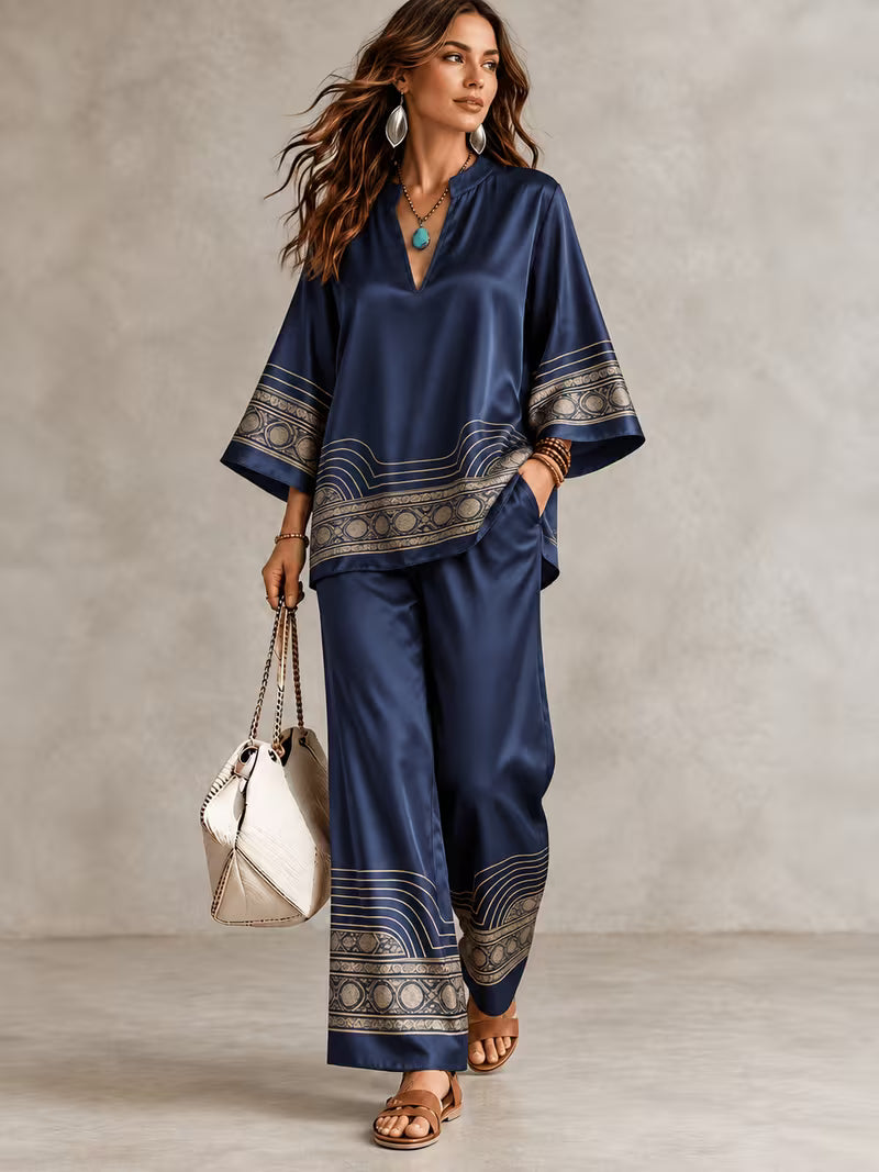 Midnight Luxe Printed Satin Co-Ord Set