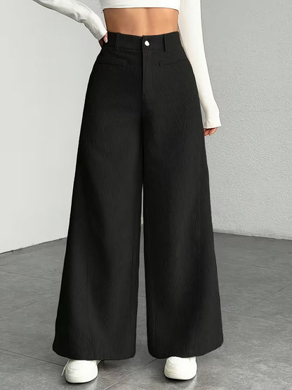 Textured High-Waisted Wide-Leg Trousers – Pack of 2