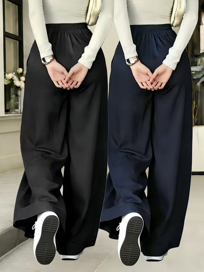 Elegant Wide-Leg High-Waist Formal Trousers