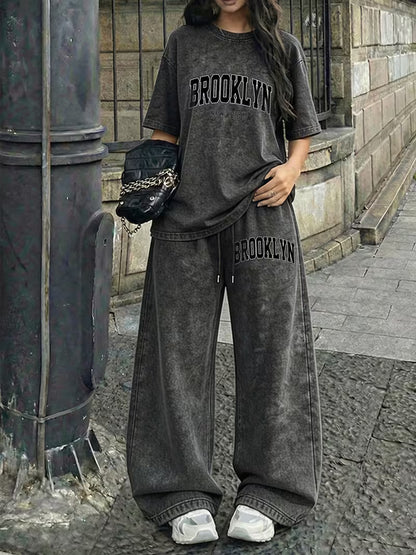 Women's Brooklyn Oversized T-Shirt & Wide-Leg Pants Co-Ord Set