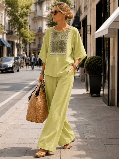 Lime Serenity Embroidered Co-Ord Set