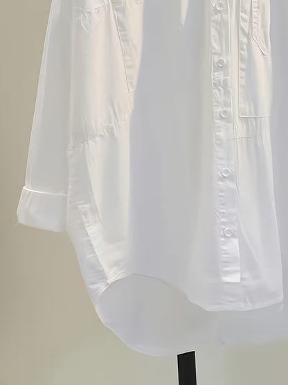 Women’s White Oversized Utility Button-Down Shirt