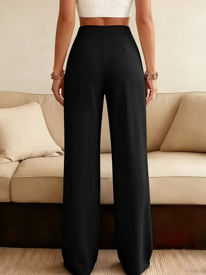 2-Pack High-Waisted Straight-Leg Trousers – Black & Chocolate Brown